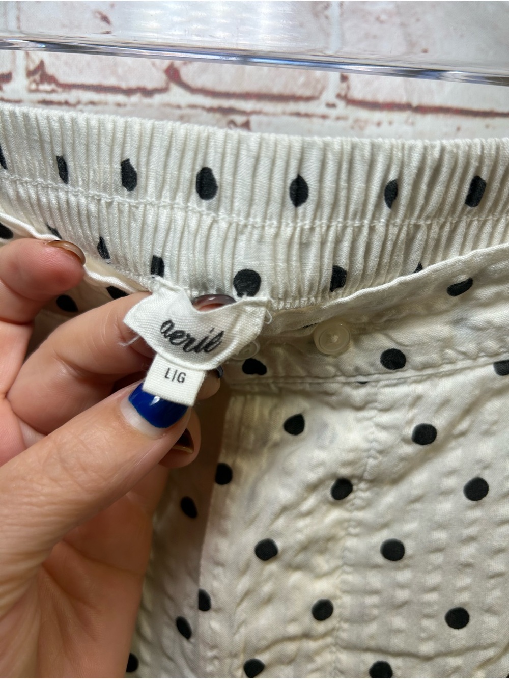 Aerie White Polka Dot Seersucker Wide Leg Lounge Pants Beachy Size Large - Picture 5 of 7